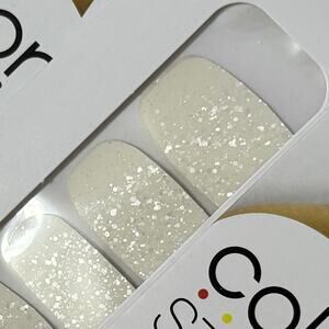 New Color Street “Over the Moon” Satin White Glitter Clear Overlay Nail Strips